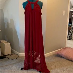Burgundy halter style summer dress